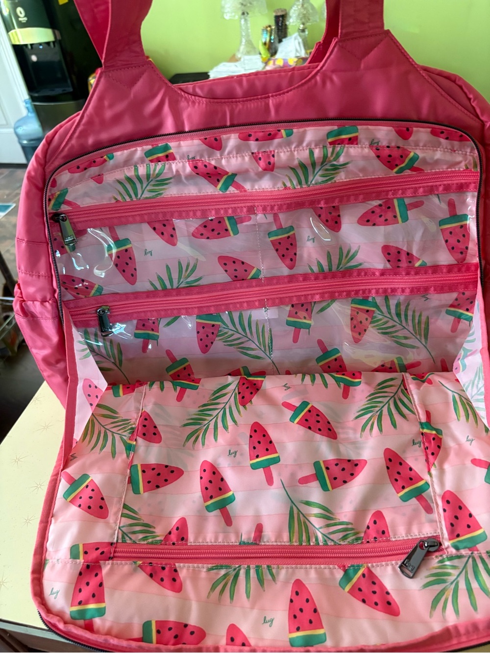 Lug Pontoon watermelon Quilted Tote Bag with crossbody strap - Picture 4 of 6